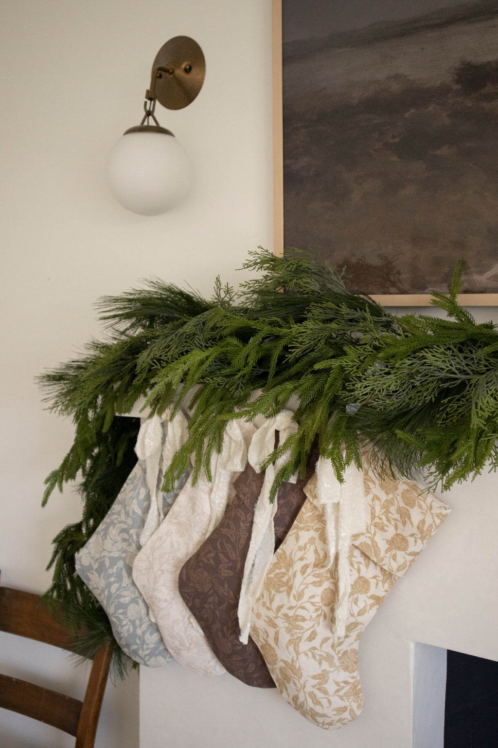 Handmade Block Print Linen Stocking  - Saffron