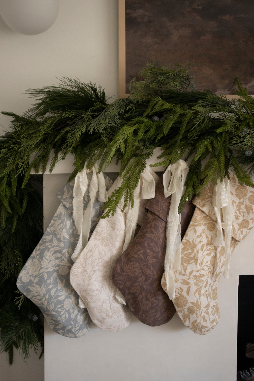 Handmade Block Print Linen Stocking  - Saffron