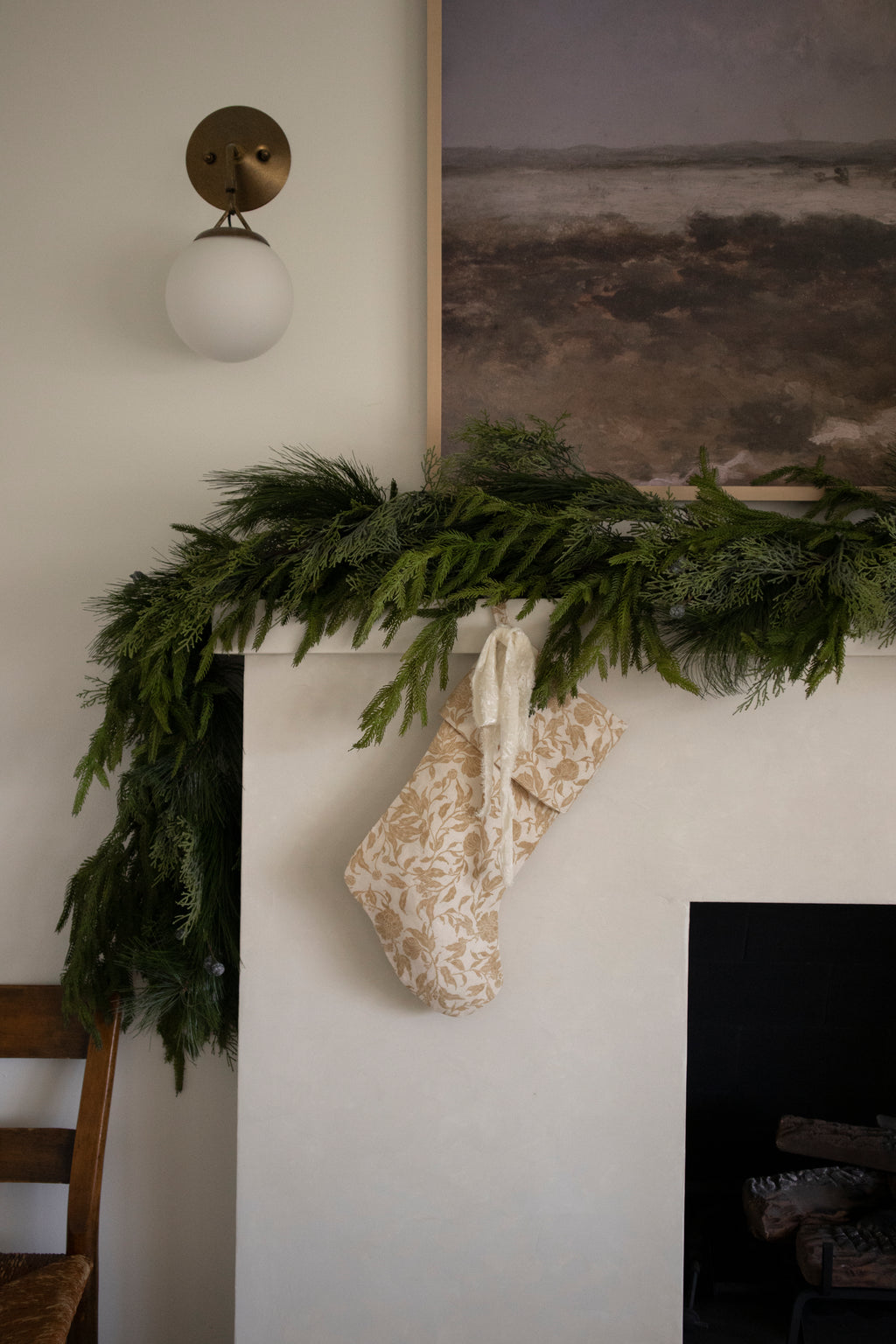 Handmade Block Print Linen Stocking  - Saffron