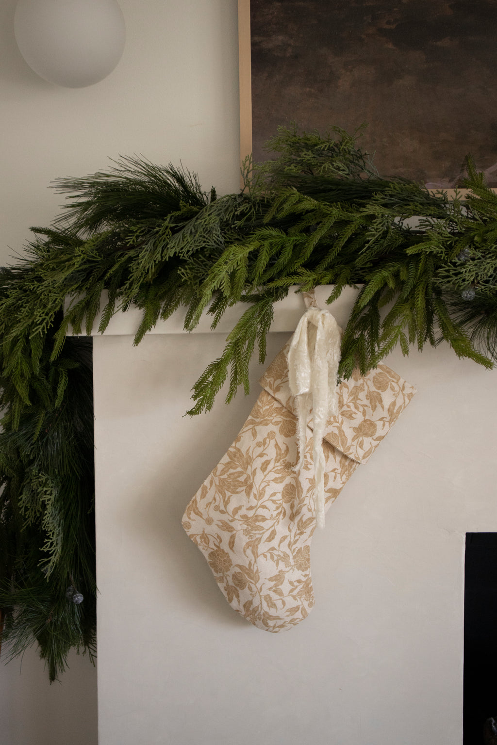 Handmade Block Print Linen Stocking  - Saffron