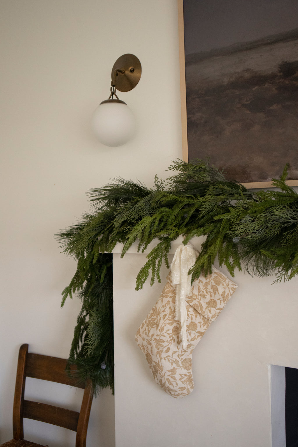 Handmade Block Print Linen Stocking  - Saffron