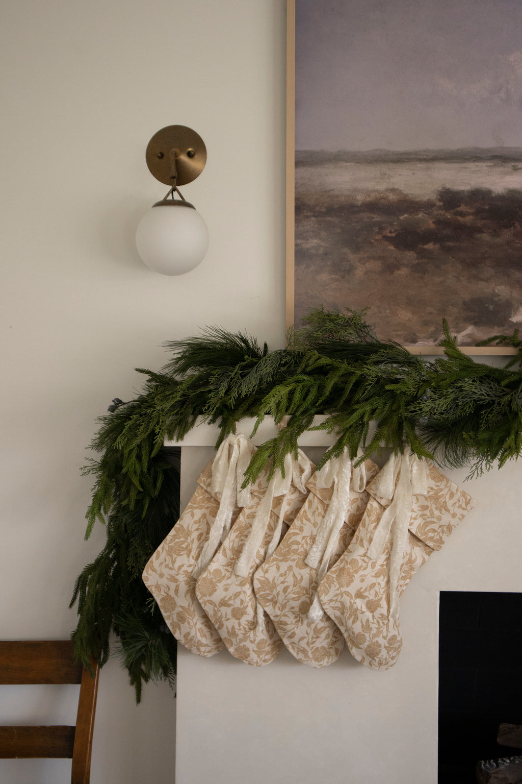 Handmade Block Print Linen Stocking  - Saffron